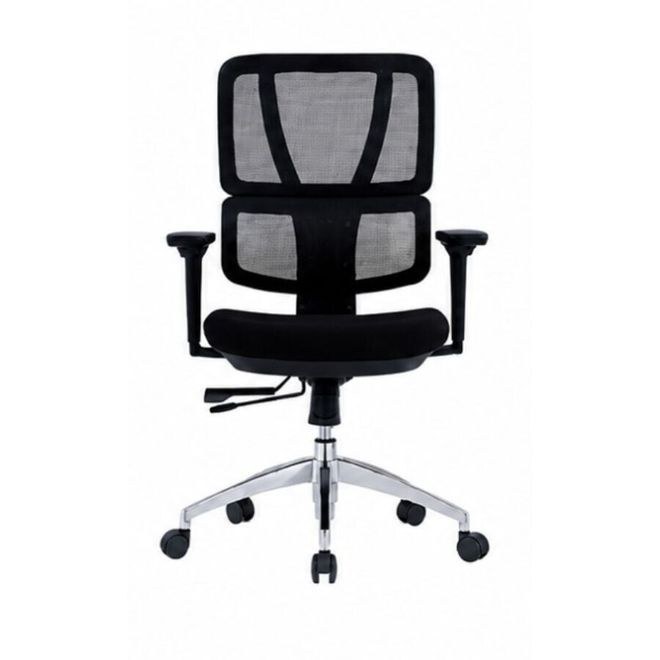 Ergonomic Mesh Office Chair with Adjustable Armrest & Chrome Base – Black
