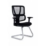 Ergonomic Visitor Office Chair with Mesh Backrest & Chrome Cantilever Base – Black