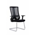Ergonomic Visitor Office Chair with Mesh Backrest & Chrome Cantilever Base – Black