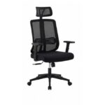 Ergonomic Mesh Office Chair with Adjustable Headrest, Armrest & Chrome Base – Black