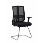 Ergonomic Visitor Office Chair with Mesh Backrest & Chrome Cantilever Base – Black