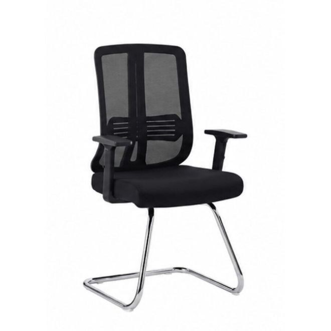 Ergonomic Visitor Office Chair with Mesh Backrest & Chrome Cantilever Base – Black