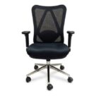 Ergonomic Mesh Office Chair with Adjustable Armrest & Chrome Base – Black