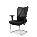 Ergonomic Visitor Office Chair with Mesh Backrest & Chrome Cantilever Base – Black