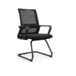Ergonomic Visitor Office Chair with Mesh Backrest & Chrome Cantilever Base – Black