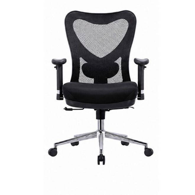 Ergonomic Mesh Office Chair with Adjustable Armrest & Chrome Base – Black