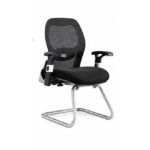 Ergonomic Visitor Office Chair with Mesh Backrest & Chrome Cantilever Base – Black