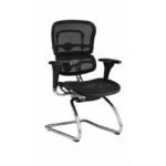 Ergonomic Visitor Office Chair with Mesh Backrest & Chrome Cantilever Base – Black