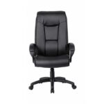 Executive High Back Office Chair – Ergonomic Leather Desk Chair with Fixed Armrests, Swivel & Height Adjustable Computer Chair (Black)