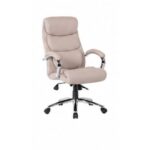 High-Back Executive Office Chair – Ergonomic Black Faux Leather Desk Chair with Double-Padded Cushioning, Padded Chrome Armrests, and Polished Base