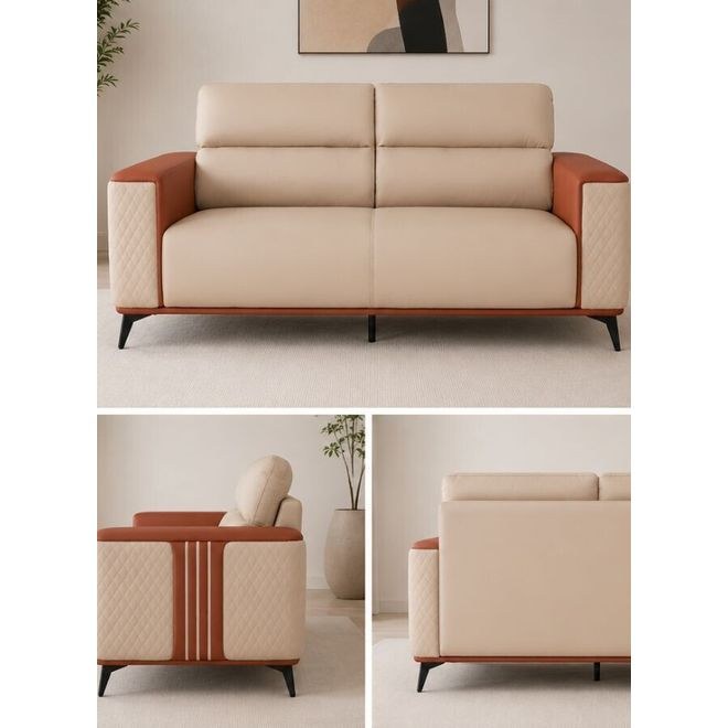 Modern 3 Seater Sofa with Quilted Arm Design & Premium Comfort - Image 3