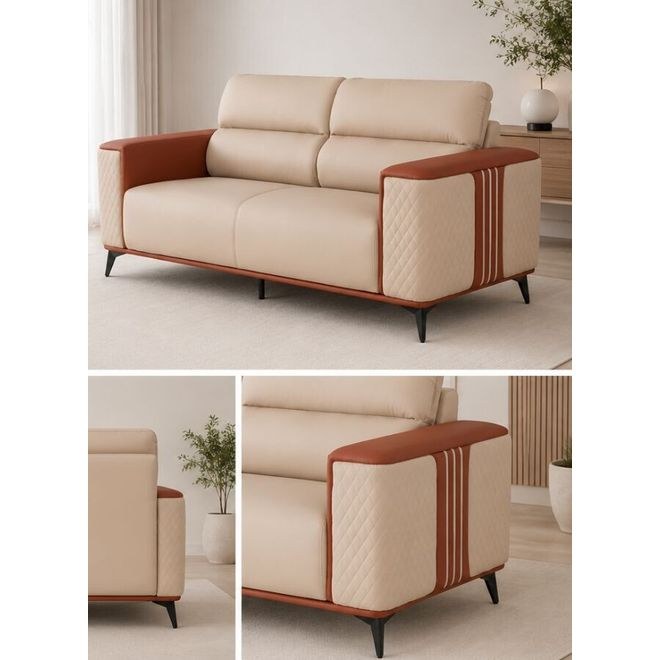 Modern 3 Seater Sofa with Quilted Arm Design & Premium Comfort - Image 4