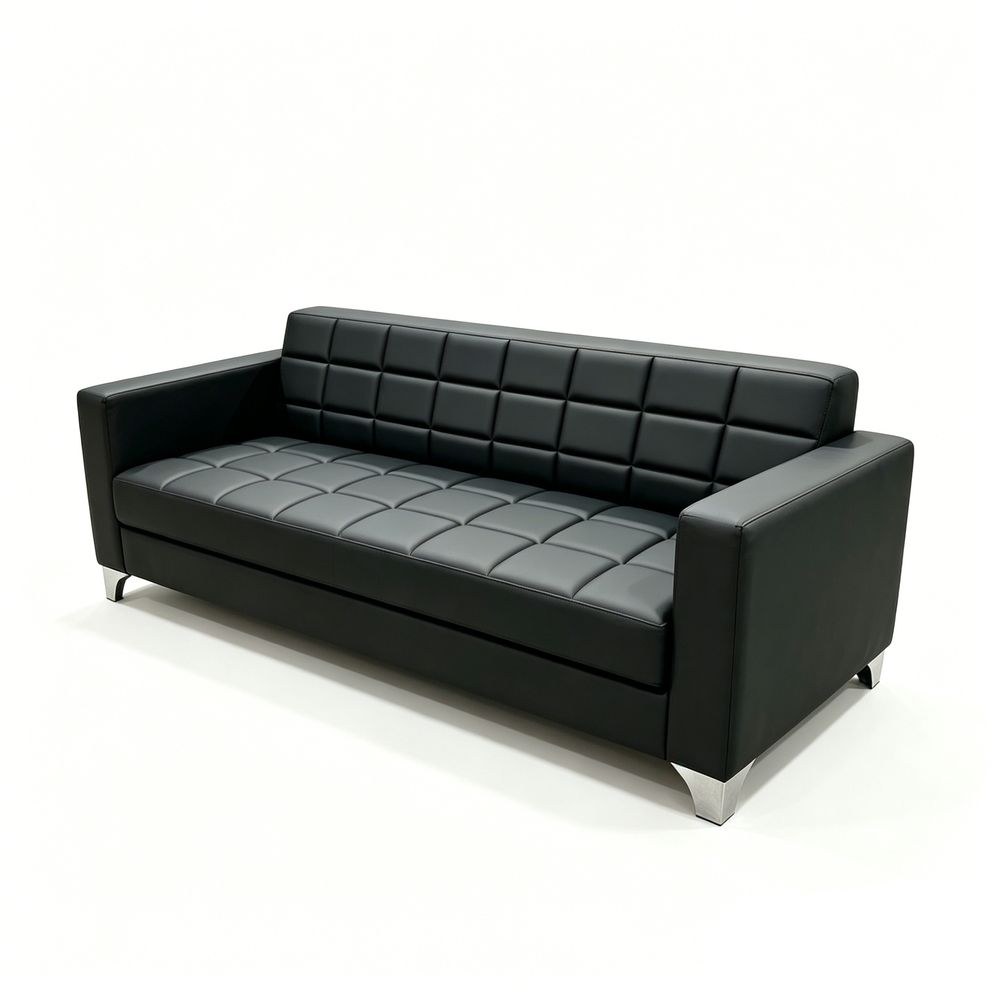 Maple Home 3 Seater Sofa of Office Sofa Set,Black,PU Leather,for Office Living Room - Image 2