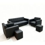 Maple Home 3 Seater Sofa of Office Sofa Set,Black,PU Leather,for Office Living Room