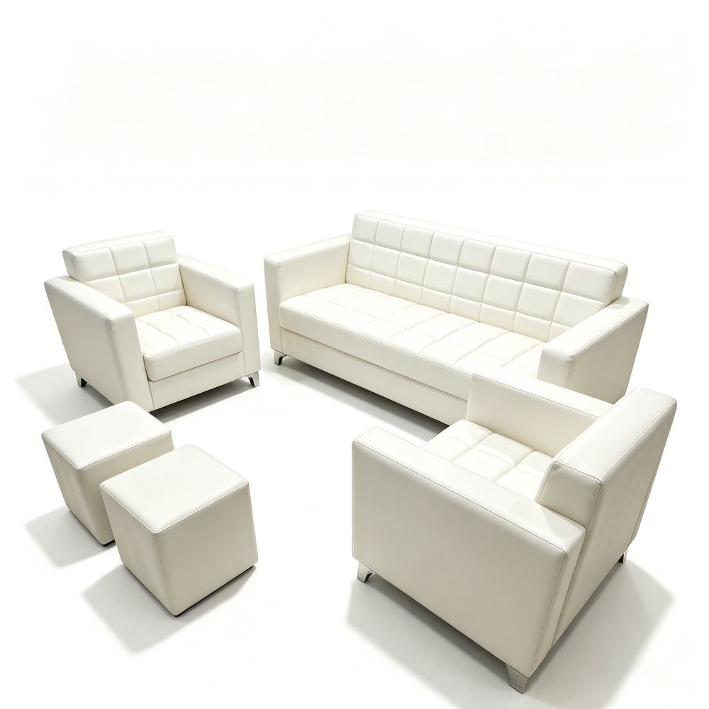 Maple Home Stool Ottoman of Office Sofa Set,White,PU Leather,for Office Living Room - Image 2