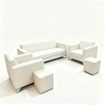Maple Home 3 Seater Sofa of Office Sofa Set,White,PU Leather,for Office Living Room