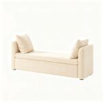 Maple Home Boucle Storage Ottoman Bench Seat,151cm,Light Beige