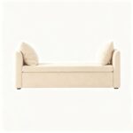 Maple Home Boucle Storage Ottoman Bench Seat,151cm,Light Beige