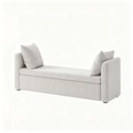 Maple Home Boucle Storage Ottoman Bench Seat,151cm,Light Gray