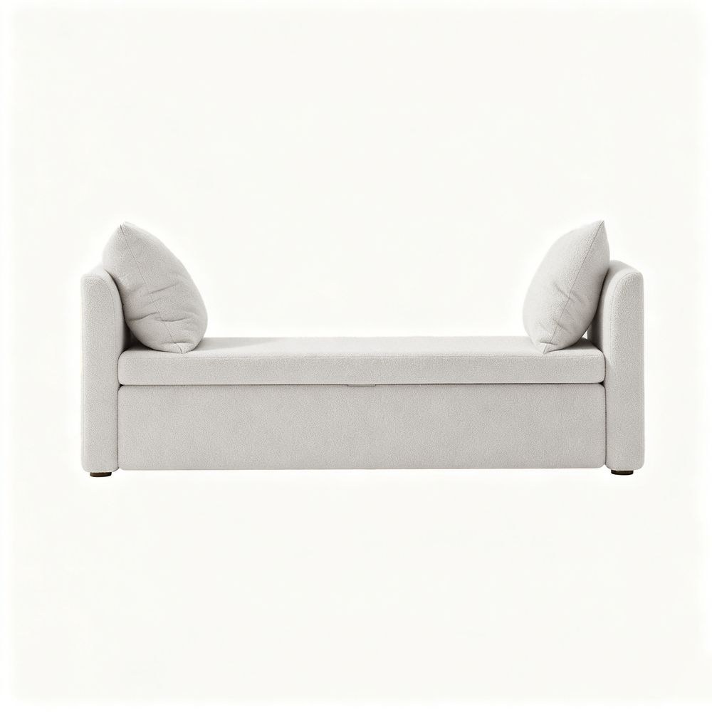 Maple Home Boucle Storage Ottoman Bench Seat,151cm,Light Gray - Image 4