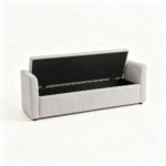 Maple Home Boucle Storage Ottoman Bench Seat,151cm,Light Gray