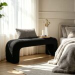 Maple Home Boucle Ottoman Upholstered Bench,150cm,Black