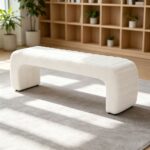 Maple Home Boucle Ottoman Upholstered Bench,150cm,White