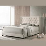Wooden Twist Glory Elegant Velvet Upholstered Button Tufted Bed For Luxury Bedroom (Beige)
