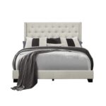 Wooden Twist Glory Elegant Velvet Upholstered Button Tufted Bed For Luxury Bedroom (Beige)