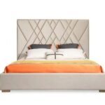 Wooden Twist Eldora Modern Glam Velvet Upholstery Brushed Brass Rectangular King Size Bed