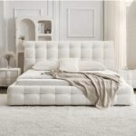 Wooden Twist Elegance Modernize Boucle Upholstery Bed for Luxury Bedroom Contemporary, Stylish, and Elegant