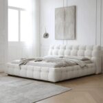 Wooden Twist Elegance Modernize Boucle Upholstery Bed for Luxury Bedroom Contemporary, Stylish, and Elegant