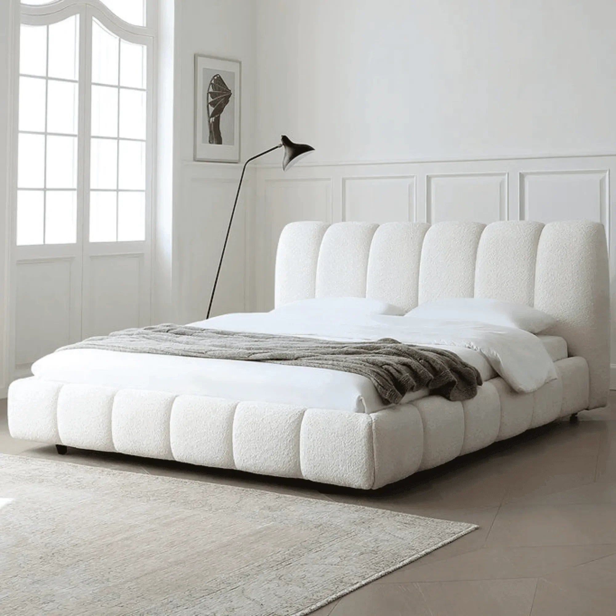 Wooden Twist Tactic Modernize Boucle Upholstery Bed for Luxury Bedroom Contemporary, Stylish, and Elegant - Image 3