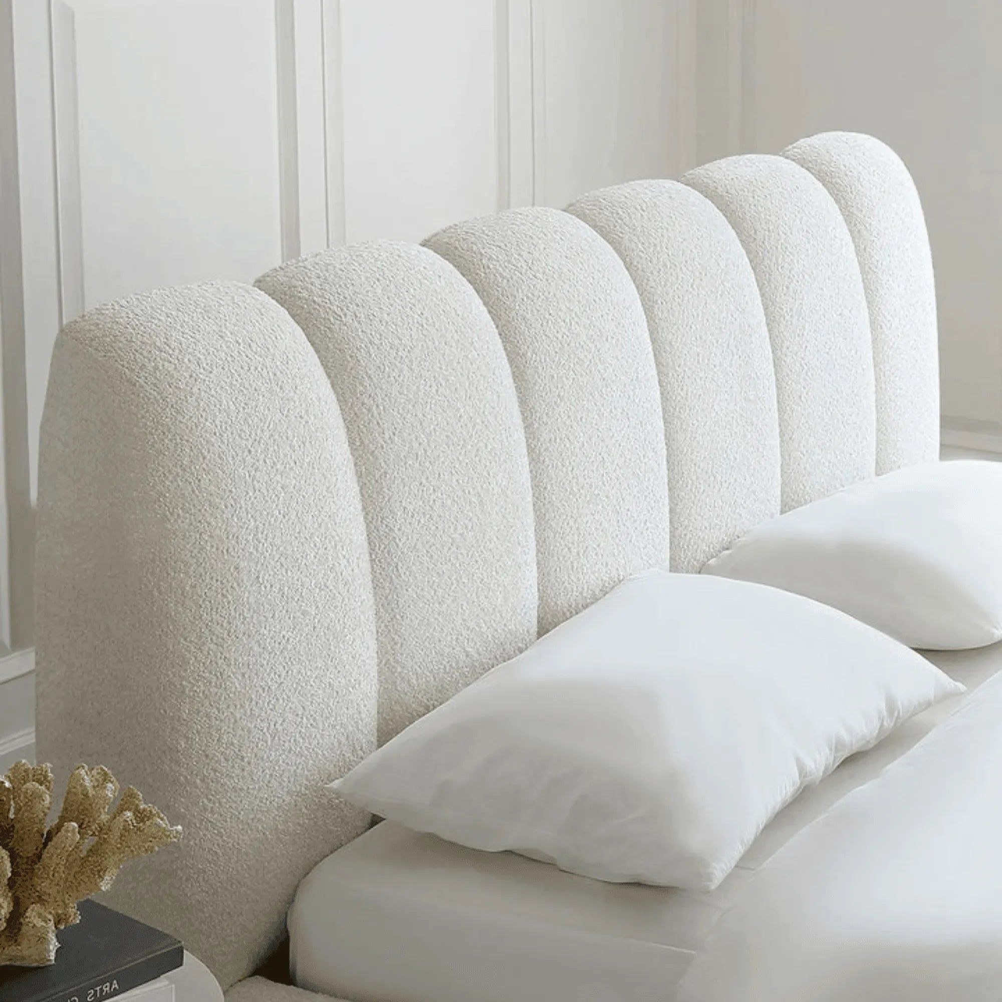 Wooden Twist Tactic Modernize Boucle Upholstery Bed for Luxury Bedroom Contemporary, Stylish, and Elegant - Image 4