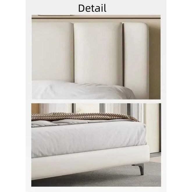 Wooden Twist Italian Minimalism Modernize Leatherette Upholstery Bed for Luxury Bedroom - Image 4
