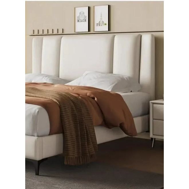 Wooden Twist Italian Minimalism Modernize Leatherette Upholstery Bed for Luxury Bedroom - Image 5