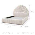 Wooden Twist Amara Shell Luxe Off White Boucle Upholstered Bed with Scallop Headboard Design