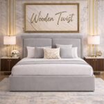 Wooden Twist Aurelia Luxury Light Grey Velvet Upholstered Bed with Tall Headboard Modern Designer Bed