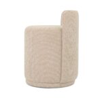 Maple Home Ottoman Boucle Fabric Round Stool with Backrest, Light Beige