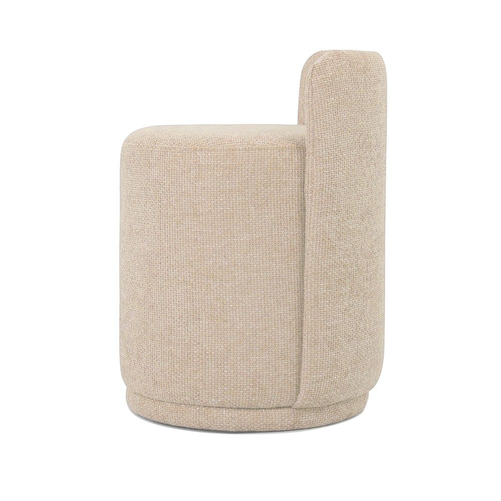 Maple Home Ottoman Boucle Fabric Round Stool with Backrest, Light Beige - Image 2