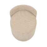 Maple Home Ottoman Boucle Fabric Round Stool with Backrest, Light Beige