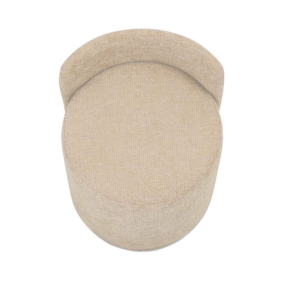 Maple Home Ottoman Boucle Fabric Round Stool with Backrest, Light Beige - Image 4