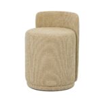 Maple Home Ottoman Boucle Fabric Round Stool with Backrest, Dark Beige