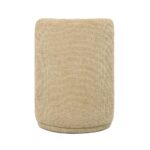 Maple Home Ottoman Boucle Fabric Round Stool with Backrest, Dark Beige