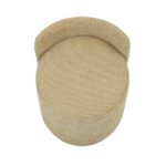 Maple Home Ottoman Boucle Fabric Round Stool with Backrest, Dark Beige