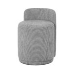 Maple Home Ottoman Boucle Fabric Round Stool with Backrest, Dark Gray