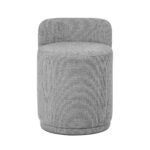 Maple Home Ottoman Boucle Fabric Round Stool with Backrest, Dark Gray