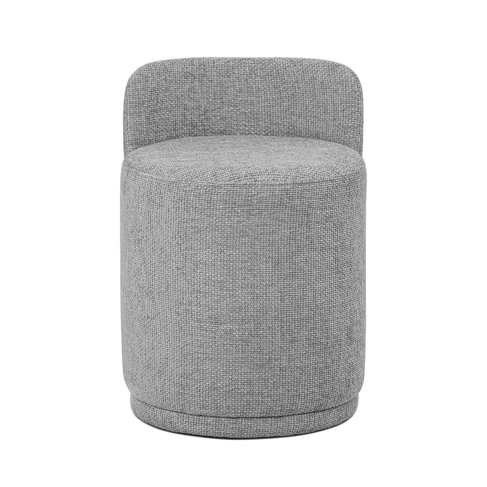 Maple Home Ottoman Boucle Fabric Round Stool with Backrest, Dark Gray - Image 3