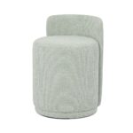 Maple Home Ottoman Boucle Fabric Round Stool with Backrest, Light Gray