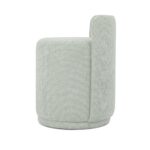 Maple Home Ottoman Boucle Fabric Round Stool with Backrest, Light Gray